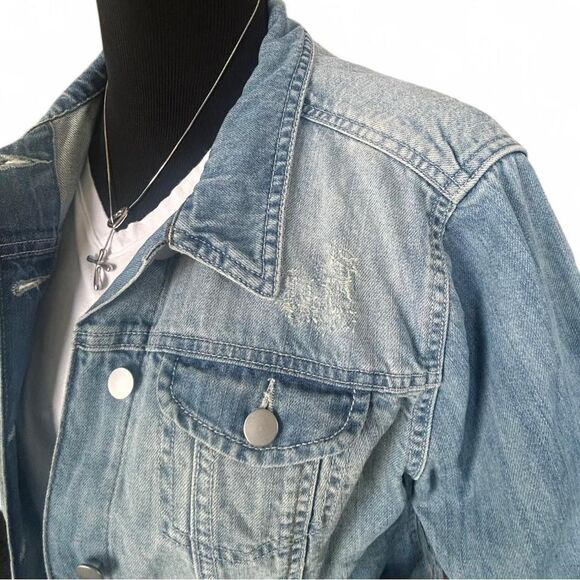 Women's Distressed Blue Jean Jacket Sz 10 Denim by Dorothy Perkins Brand Denim - Picture 2 of 8